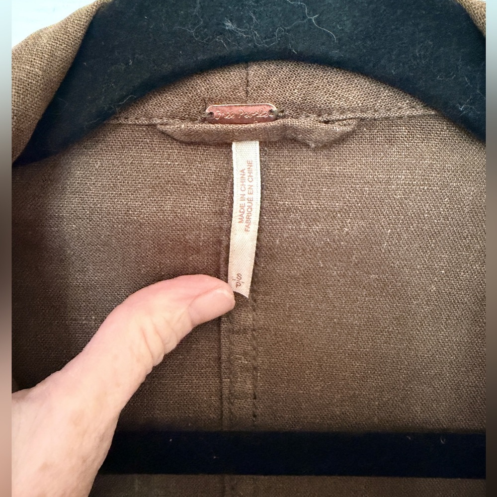Free People Olive Linen Riding Blazer S (to M) - Picture 4 of 4